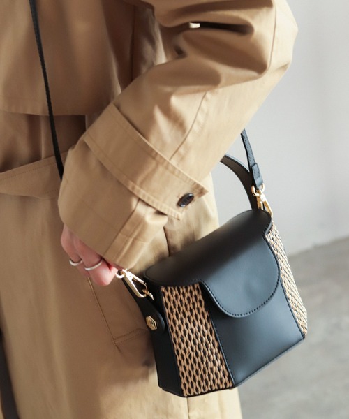 NOMBRE IMPAIR(ノンブルアンペール)の「マルコビアンキーニ ラフィア×レザーコンビBAG(ショルダーバッグ・レディース・ブラック/ブラウン・FREE)」の11枚目の写真