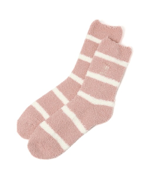 LAKOLE(ラコレ)の「ボーダー柄ショートルームソックス / 216585(ソックス/靴下・レディース・ベージュ/ピンク/グリーン/チャコール・MEDIUM/LARGE)」の1枚目の写真