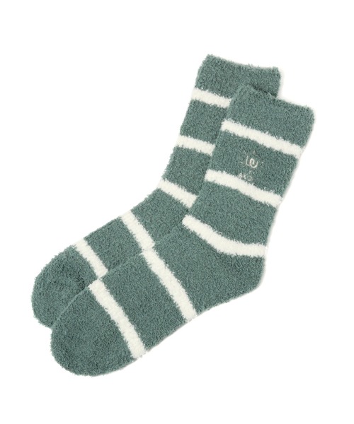 LAKOLE(ラコレ)の「ボーダー柄ショートルームソックス / 216585(ソックス/靴下・レディース・ベージュ/ピンク/グリーン/チャコール・MEDIUM/LARGE)」の4枚目の写真