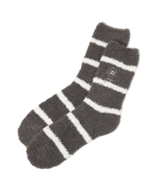 LAKOLE(ラコレ)の「ボーダー柄ショートルームソックス / 216585(ソックス/靴下・レディース・ベージュ/ピンク/グリーン/チャコール・MEDIUM/LARGE)」の2枚目の写真