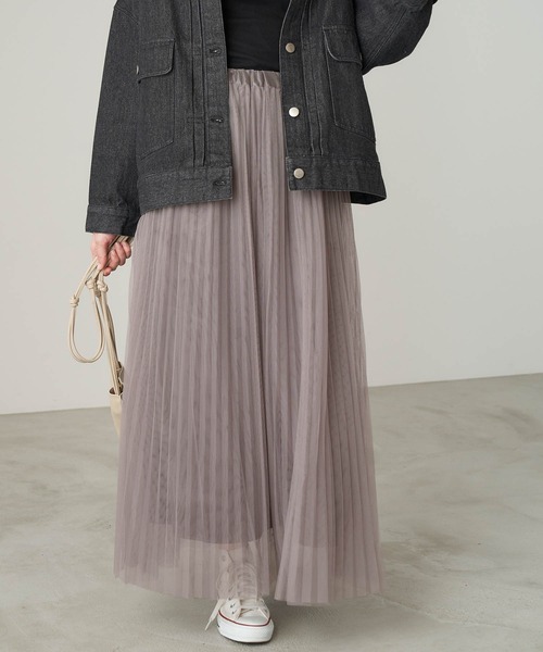 Chaco closet（チャコ クローゼット）の「チュールプリーツレイヤードシアースカート（スカート・レディース・グレー/ブラック/ブラウン/ベージュ・M/TM）」の16枚目の写真