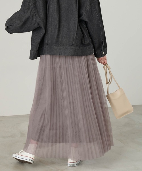 Chaco closet（チャコ クローゼット）の「チュールプリーツレイヤードシアースカート（スカート・レディース・グレー/ブラック/ブラウン/ベージュ・M/TM）」の10枚目の写真