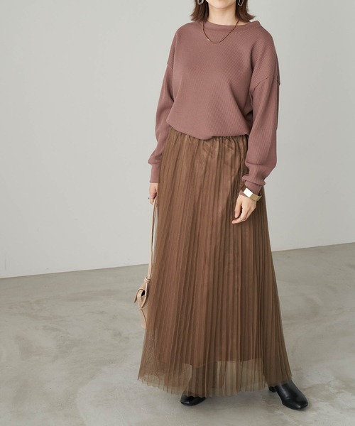 Chaco closet（チャコ クローゼット）の「チュールプリーツレイヤードシアースカート（スカート・レディース・グレー/ブラック/ブラウン/ベージュ・M/TM）」の21枚目の写真