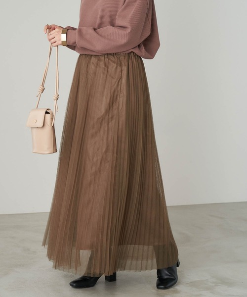 Chaco closet（チャコ クローゼット）の「チュールプリーツレイヤードシアースカート（スカート・レディース・グレー/ブラック/ブラウン/ベージュ・M/TM）」の22枚目の写真