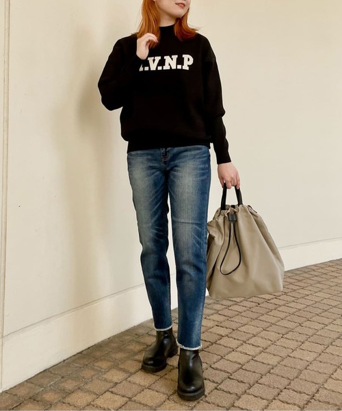 RIVE DROITE（リヴドロワ）の「気軽に遊び心を取り入れたい　H.V.N.Pロゴニット（ニット/セーター・レディース・ブラック/ブラウン・FREE）」の22枚目の写真