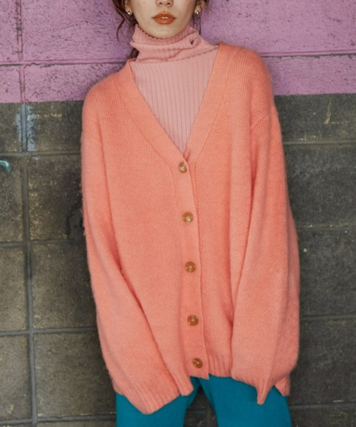 Auntie Rosa Holiday（アンティローザホリデー）の「モヘアライクカラーVネックカーディガン（カーディガン/ボレロ・レディース・ブラック/オレンジ/ブルー/グリーン/アイボリー/ピンク/ライトブルー/ライトグレー・FREE）」の7枚目の写真