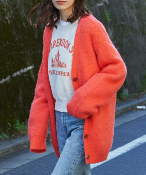 Auntie Rosa Holiday（アンティローザホリデー）の「モヘアライクカラーVネックカーディガン（カーディガン/ボレロ・レディース・ブラック/オレンジ/ブルー/グリーン/アイボリー/ピンク/ライトブルー/ライトグレー・FREE）」の8枚目の写真
