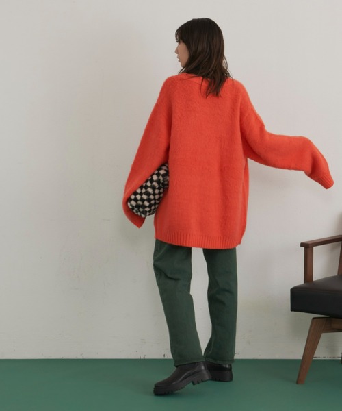 Auntie Rosa Holiday（アンティローザホリデー）の「モヘアライクカラーVネックカーディガン（カーディガン/ボレロ・レディース・ブラック/オレンジ/ブルー/グリーン/アイボリー/ピンク/ライトブルー/ライトグレー・FREE）」の19枚目の写真