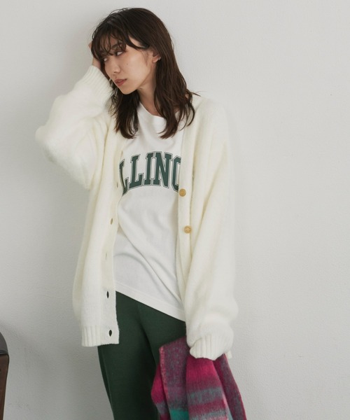 Auntie Rosa Holiday（アンティローザホリデー）の「モヘアライクカラーVネックカーディガン（カーディガン/ボレロ・レディース・ブラック/オレンジ/ブルー/グリーン/アイボリー/ピンク/ライトブルー/ライトグレー・FREE）」の13枚目の写真