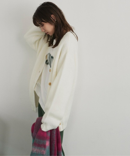 Auntie Rosa Holiday（アンティローザホリデー）の「モヘアライクカラーVネックカーディガン（カーディガン/ボレロ・レディース・ブラック/オレンジ/ブルー/グリーン/アイボリー/ピンク/ライトブルー/ライトグレー・FREE）」の21枚目の写真