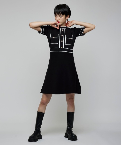 Narcissus(ナルシス)の「【Narcissus WEBSTORE 限定商品】ラインニットワンピース(ワンピース・レディース・ホワイト/ブラック・FREE)」の2枚目の写真