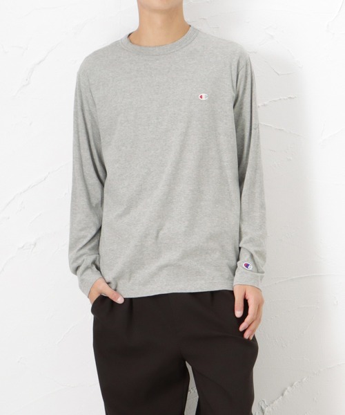 Champion(チャンピオン)の「Champion チャンピオン ワンポイント ロゴ刺繍 ロングスリーブTシャツ(Tシャツ/カットソー・メンズ・グレー/ネイビー/ホワイト/ブラック・L/M/XL)」の3枚目の写真