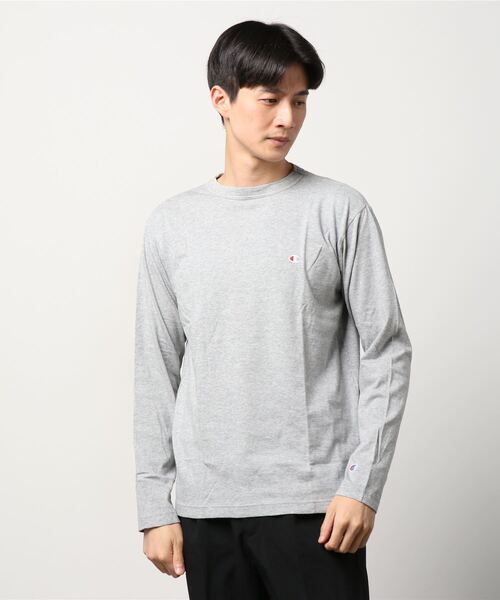 Champion(チャンピオン)の「Champion チャンピオン ワンポイント ロゴ刺繍 ロングスリーブTシャツ(Tシャツ/カットソー・メンズ・グレー/ネイビー/ホワイト/ブラック・L/M/XL)」の18枚目の写真