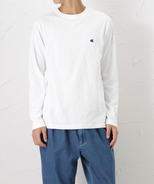 Champion(チャンピオン)の「Champion チャンピオン ワンポイント ロゴ刺繍 ロングスリーブTシャツ(Tシャツ/カットソー・メンズ・グレー/ネイビー/ホワイト/ブラック・L/M/XL)」の8枚目の写真