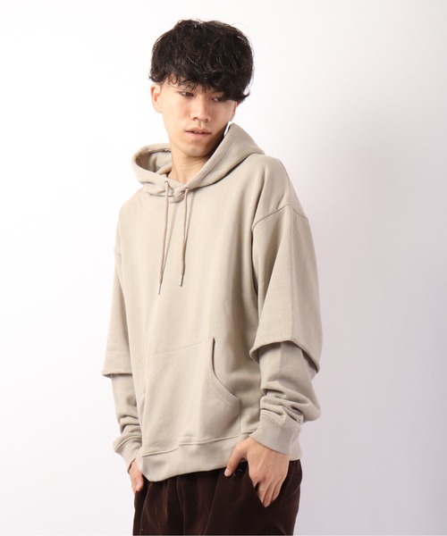 セール】TC裏毛フェイクレイヤードパーカー（パーカー