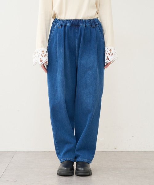 PUAL CE CIN（ピュアルセシン）の「ニットデニムワイドパンツ