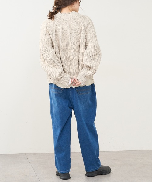 PUAL CE CIN（ピュアルセシン）の「ニットデニムワイドパンツ