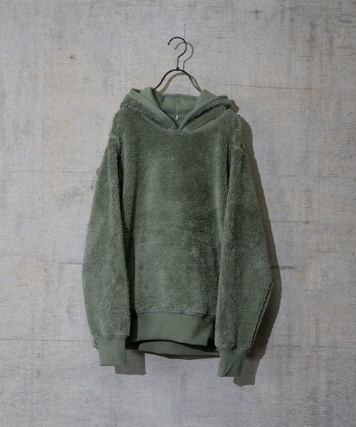 JOHN'S CLOSET（ジョンズクローゼット）の「【40G】リバーシブルボアパーカー（パーカー・メンズ・チャコールグレー/ブラック/杢グレー/グリーン系その他/グレイッシュベージュ・MEDIUM/LARGE）」の5枚目の写真