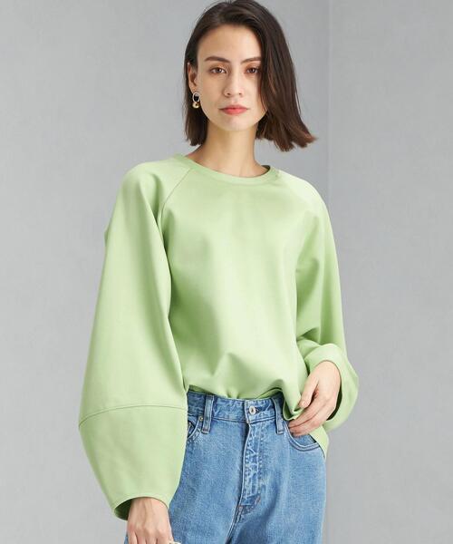 green label relaxing(グリーンレーベルリラクシング)の「ポンチ コクーン スリーブ プルオーバー カットソー(Tシャツ/カットソー・レディース・ベージュ/オフホワイト/ライム・FREE)」の3枚目の写真