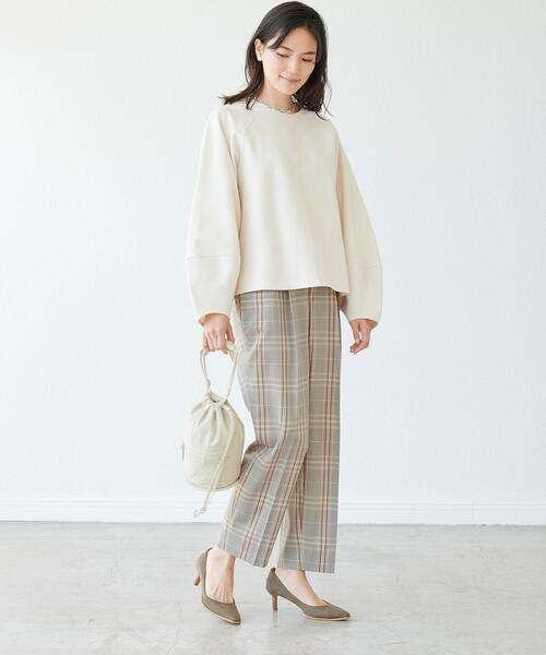 green label relaxing(グリーンレーベルリラクシング)の「ポンチ コクーン スリーブ プルオーバー カットソー(Tシャツ/カットソー・レディース・ベージュ/オフホワイト/ライム・FREE)」の7枚目の写真