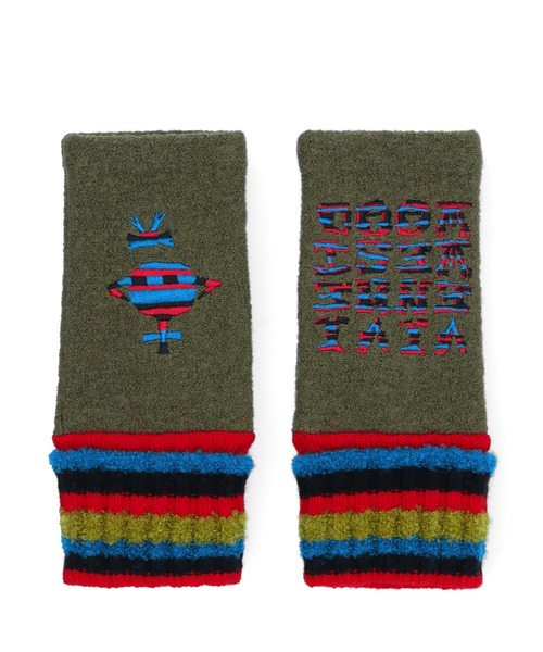 【在庫あり】Vivienne Westwood 指なしフィンガーレス 刺繍 手袋 Vivienne Westwoodのブラック フィンガーレス ロンググローブが