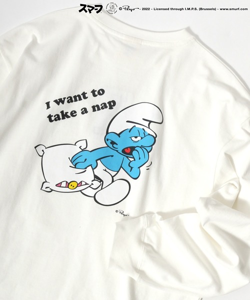 MARUKAWA（マルカワ）の「The Smurf/スマーフ キャラクターバックプリント ロンT（Tシャツ/カットソー・レディース・ホワイト/ブラック/ロイヤルブルー・M/L）」の2枚目の写真