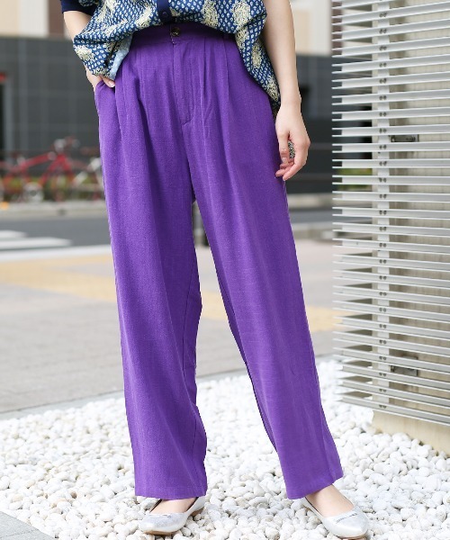 チチカカ（チチカカ）の「ウォッシャブルレーヨン麻パンツ（その他パンツ・レディース・イエロー/パープル/グリーン・FREE）」の3枚目の写真