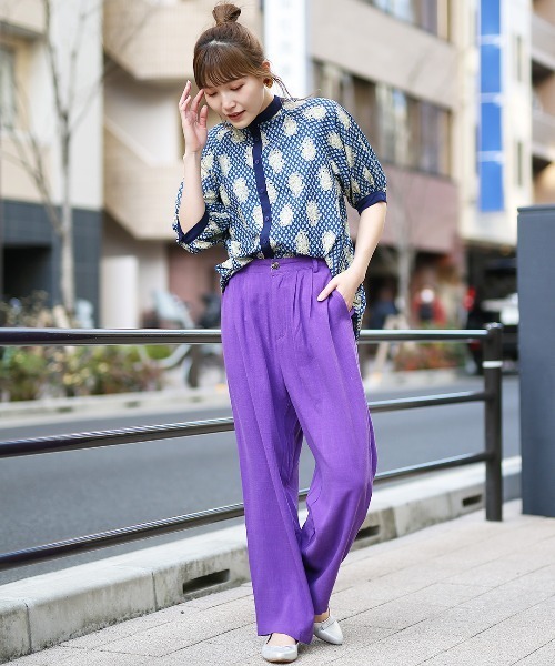 チチカカ（チチカカ）の「ウォッシャブルレーヨン麻パンツ（その他パンツ・レディース・イエロー/パープル/グリーン・FREE）」の5枚目の写真