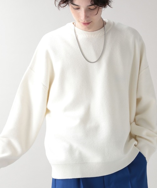 RAGEBLUE（レイジブルー）の「ワイドスリーブ／ビッグニットクルー/262837（ニット/セーター・メンズ・ホワイト/イエロー/オレンジ/ブルー/ライトグリーン・MEDIUM/LARGE）」の2枚目の写真