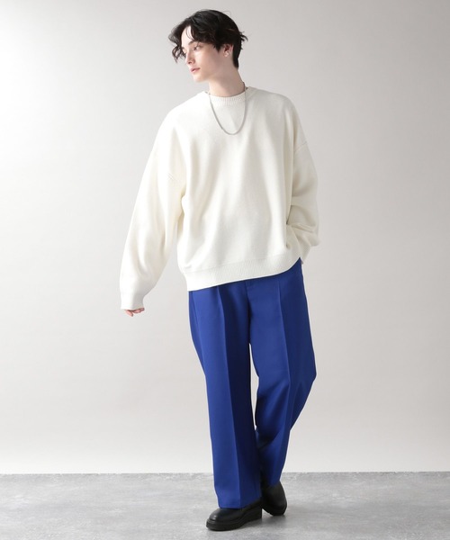 RAGEBLUE（レイジブルー）の「ワイドスリーブ／ビッグニットクルー/262837（ニット/セーター・メンズ・ホワイト/イエロー/オレンジ/ブルー/ライトグリーン・MEDIUM/LARGE）」の6枚目の写真