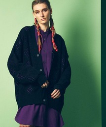 MAISON SPECIAL | 《ユニセックスアイテム》コードヤーンアーガイルパッチワークレース編みプライムオーバーVネックニットカーディガン【MAISON SPECIAL/メゾンスペシャル】(カーディガン/ボレロ)