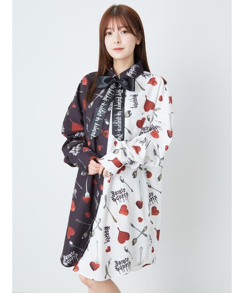 Jamie エーエヌケー（ジェイミーエーエヌケー）の「ハートカトラリープリントBIGシャツ（シャツ/ブラウス・レディース・ブラック/A・M）」の2枚目の写真