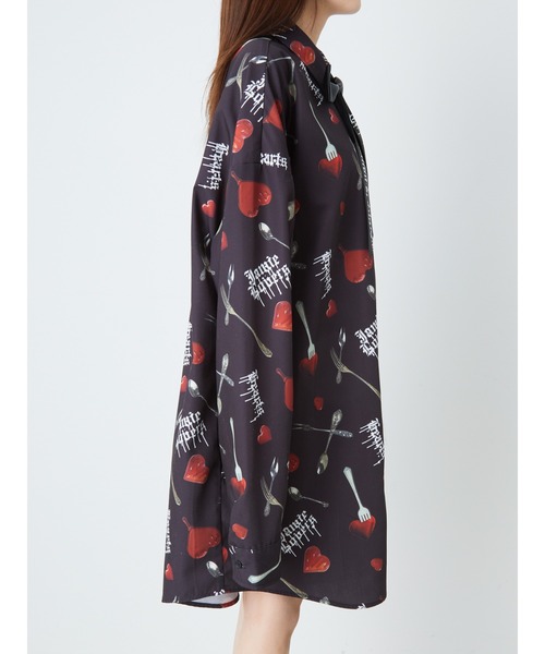 Jamie エーエヌケー（ジェイミーエーエヌケー）の「ハートカトラリープリントBIGシャツ（シャツ/ブラウス・レディース・ブラック/A・M）」の7枚目の写真