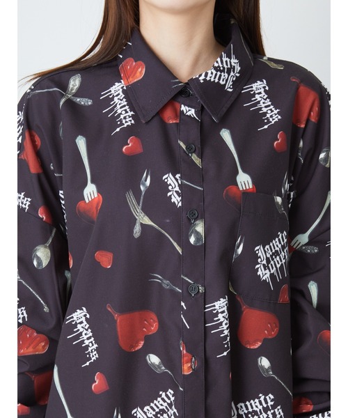 Jamie エーエヌケー（ジェイミーエーエヌケー）の「ハートカトラリープリントBIGシャツ（シャツ/ブラウス・レディース・ブラック/A・M）」の14枚目の写真