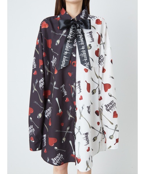 Jamie エーエヌケー（ジェイミーエーエヌケー）の「ハートカトラリープリントBIGシャツ（シャツ/ブラウス・レディース・ブラック/A・M）」の5枚目の写真