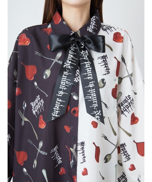 Jamie エーエヌケー（ジェイミーエーエヌケー）の「ハートカトラリープリントBIGシャツ（シャツ/ブラウス・レディース・ブラック/A・M）」の6枚目の写真