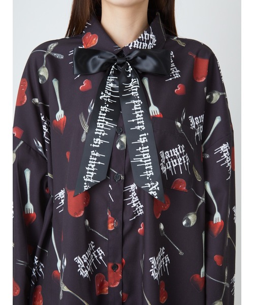 Jamie エーエヌケー（ジェイミーエーエヌケー）の「ハートカトラリープリントBIGシャツ（シャツ/ブラウス・レディース・ブラック/A・M）」の13枚目の写真