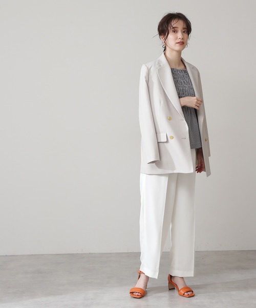 N.（N. Natural Beauty Basic）（エヌエヌナチュラルビューティーベーシック）の「【追加生産】【S Size Line】◆テーラードダブルジャケット（テーラードジャケット・レディース・オフホワイト/ネイビー・SMALL/MEDIUM）」の4枚目の写真