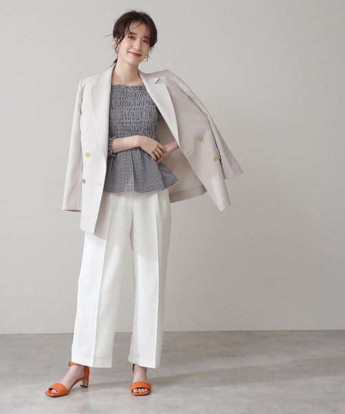 N.（N. Natural Beauty Basic）（エヌエヌナチュラルビューティーベーシック）の「【追加生産】【S Size Line】◆テーラードダブルジャケット（テーラードジャケット・レディース・オフホワイト/ネイビー・SMALL/MEDIUM）」の3枚目の写真