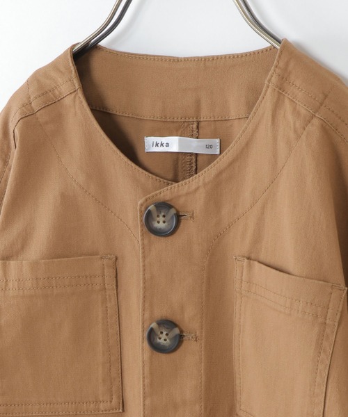 ikka(イッカ)の「【キッズ】ノーカラーワークジャケット(110~160cm)(ノーカラージャケット・キッズ・ベージュ・160/110/120/130/140/150)」の8枚目の写真