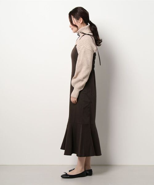 one after another NICE CLAUP（ワンアフターアナザーナイスクラップ）の「ハイネックニットとマーメイドキャミワンピースセット（ワンピース・レディース・その他1/その他2/ブラウン系その他・FREE）」の4枚目の写真
