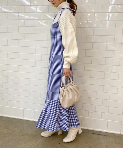 one after another NICE CLAUP（ワンアフターアナザーナイスクラップ）の「ハイネックニットとマーメイドキャミワンピースセット（ワンピース・レディース・その他1/その他2/ブラウン系その他・FREE）」の14枚目の写真