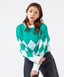 mimonal（ミモナル）の「オーバーアーガイルニット（ニット/セーター）」