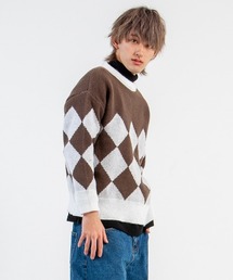 mimonal（ミモナル）の「オーバーアーガイルニット（ニット/セーター）」