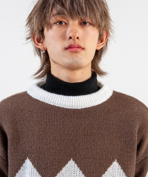 mimonal(ミモナル)の「オーバーアーガイルニット(ニット/セーター・レディース・ブラック/グリーン・FREE)」の12枚目の写真