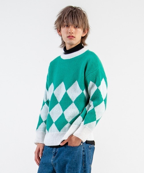 mimonal(ミモナル)の「オーバーアーガイルニット(ニット/セーター・レディース・ブラック/グリーン・FREE)」の22枚目の写真