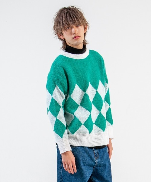 mimonal(ミモナル)の「オーバーアーガイルニット(ニット/セーター・レディース・ブラック/グリーン・FREE)」の21枚目の写真