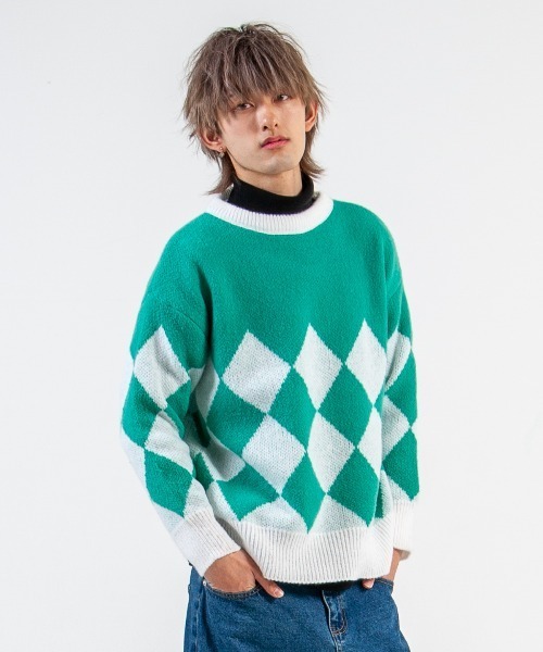 mimonal(ミモナル)の「オーバーアーガイルニット(ニット/セーター・レディース・ブラック/グリーン・FREE)」の19枚目の写真
