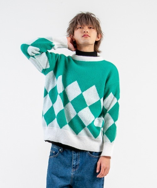 mimonal(ミモナル)の「オーバーアーガイルニット(ニット/セーター・レディース・ブラック/グリーン・FREE)」の17枚目の写真