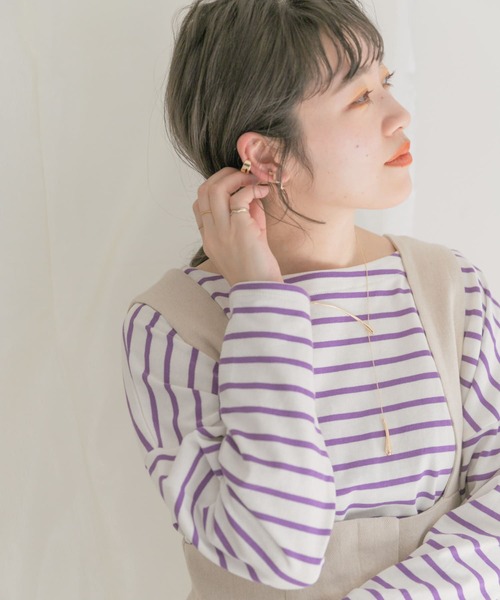 ITEMS URBANRESEARCH(アイテムズ アーバンリサーチ)の「バスクボーダーロングTシャツ(Tシャツ/カットソー・レディース・パープル/グリーン/ブラック・FREE)」の20枚目の写真